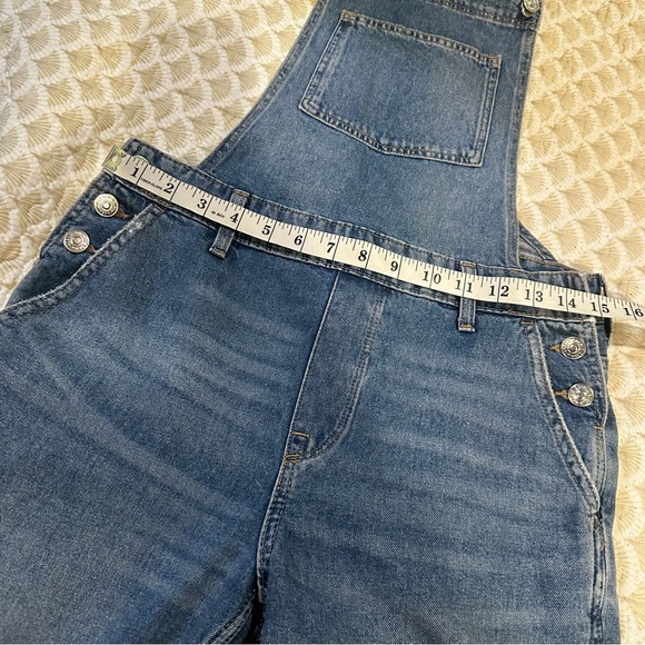 H&M Denim Jean Button Side Cotton Distressed Overalls - Picture 11 of 15